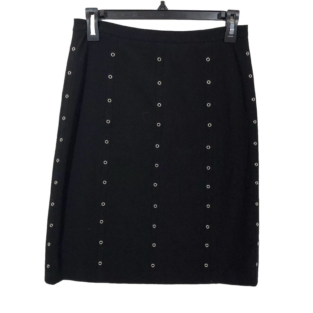Black Skirt A-Line with Grommet Eyelet Embellished BCBGMaxAzria 0
